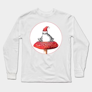 Christmas Frog on Mushroom Long Sleeve T-Shirt